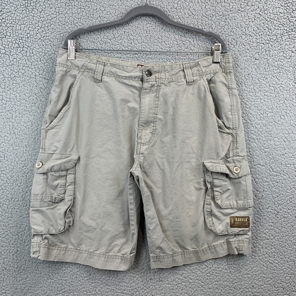 Kahala Cargo Shorts Mens Size 34 Beige Cotton Casual